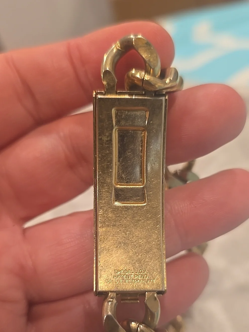 Speidel Vtg. Bracelet Curb Link Mid Century Heavy 1970 calendar Gold Plated